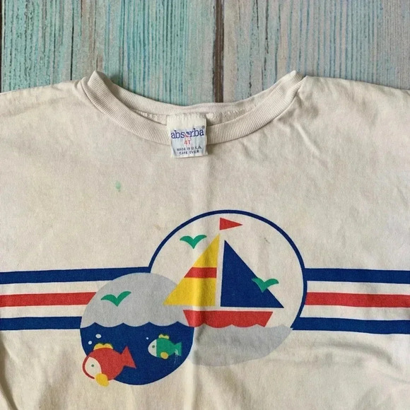 Vintage 80s toddler 4T sailor boat short sleeve tee - Picture 5 of 12